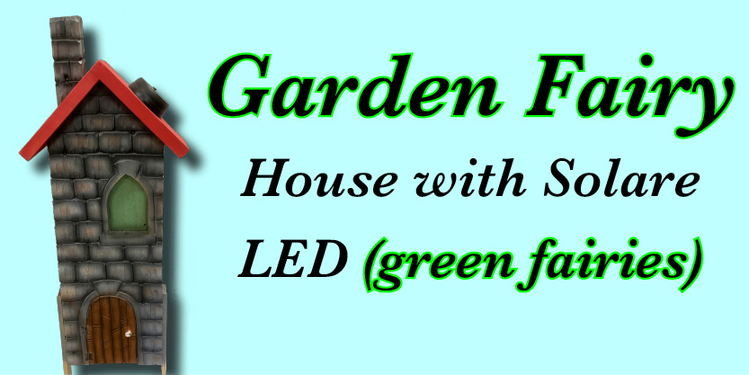 Garden Fairy House with door that opens and solar LED , green fairies
